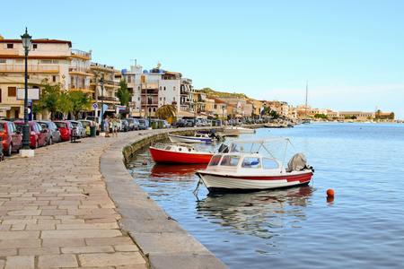 Alongside the Esplanade bay in the town of Zakynthosの写真素材