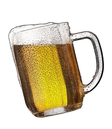 illustration of beer glass on the white backgroundの写真素材