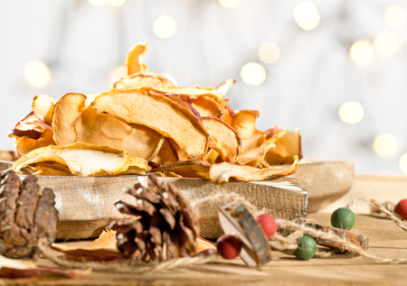 Dried fruit on the old wooden tableの写真素材