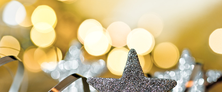 christmas background with stars and christmas decorationの写真素材