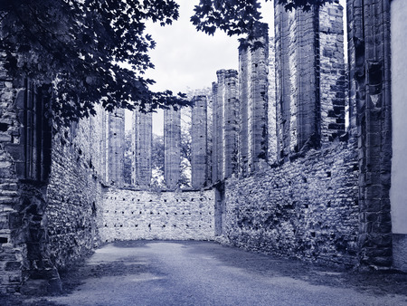 Remains of Gothic Church in Panensky Tynec Village. Czech Republic.の写真素材