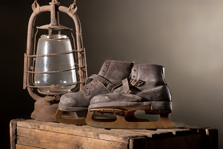 Old Rusty Ice Scates in the Atticの写真素材