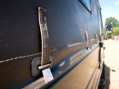 Detail of a old used lorry tilt.の写真素材