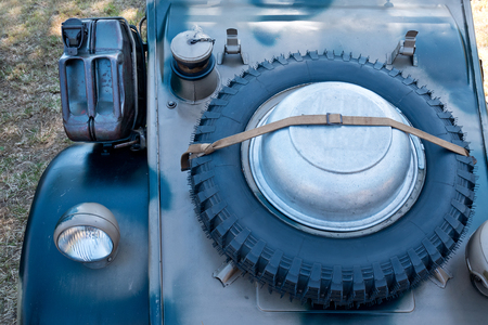 The spare tyre of old all-terrain vehicleの写真素材