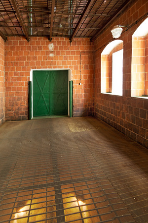 Interior of hop drying room in Zatec town. Czech Republic.の写真素材
