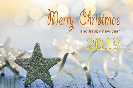 Christmas background with Merry Christmas and happy new year 2019の写真素材