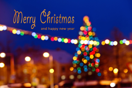 Christmas background with writing Merry Christmas and happy new yearの写真素材