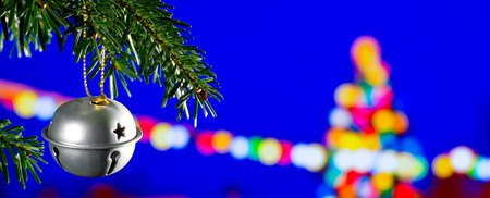 Christmas Decoration with Christmas Bell on the Christmas Treeの写真素材