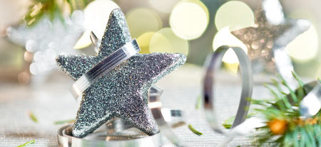 Christmas star and glitterの写真素材