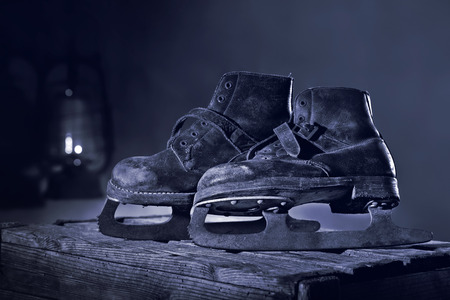 Old Rusty Ice Scates in the Atticの写真素材