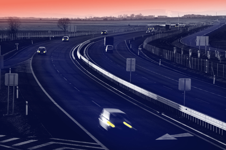 A highway at night. View from above.の写真素材