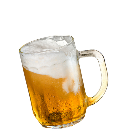 Glass of beer isolated on the white backgroundの写真素材
