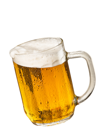 Glass of beer isolated on the white backgroundの写真素材