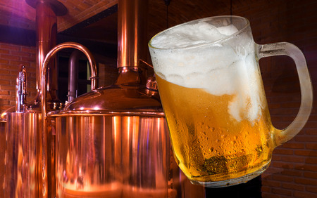 Glass of beer in the brewery.の写真素材