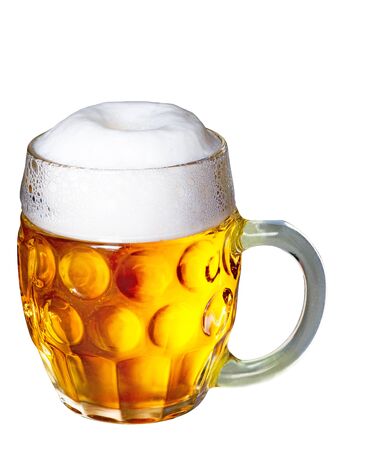 Glass of beer isolated on the white backgroundの写真素材