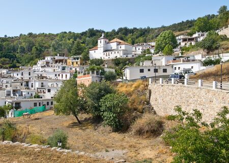 BUSCUISTAR, SPAIN - SEPTEMBER 10, 2019: Sunny day in BusquÃ­star; BusquÃ­star is a small village located in the Alpujarra mountain range in Spainのeditorial素材