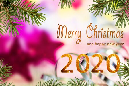 Christmas stars with text Merry Christmas 2020の写真素材