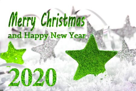 Christmas stars with text Merry Christmas 2020の写真素材
