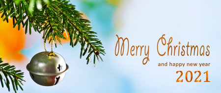 Christmas Bell with writing  Merry Christmas and happy new year.の写真素材