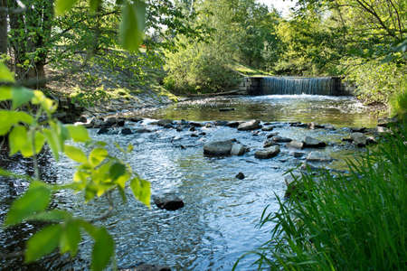 Creek with wortex in the summertime.の写真素材