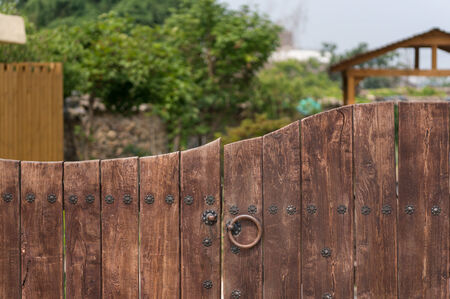 Wooden garden gate Taken in South Koreaの写真素材