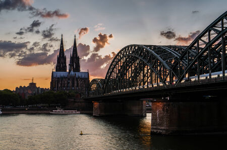 Cologne Cathedral taken in Cologne, Germany during sunset timeの写真素材