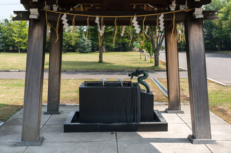 Shinto and shrine temple scene in Biei, Hokkaido, Japanのeditorial素材