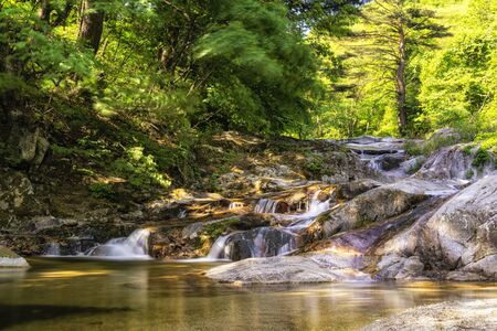 creeks and waterfall along daegwallyeong hiking pathway near gangneung in the Baugil pathway 2 (old daegwallyeong road). in Gangneung, South Korea.の写真素材