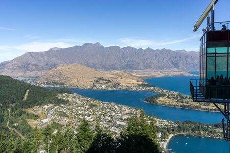 queenstown view from skyline gondola viewpoint deck . Taken in summer in New Zealand.の写真素材