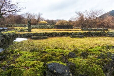 old cemetery in jeju stone museum in jeju island, south koreaの写真素材