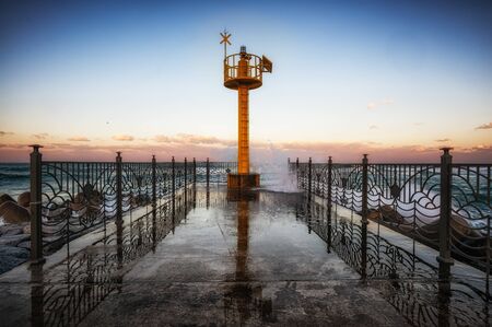 Gangmun beach light house in Gangneung, South Koreaの写真素材