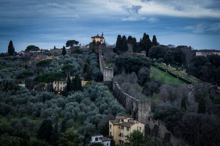 View of Boboli garden from Michaelangelo plaza in florence, italy. taken in the morning.の写真素材