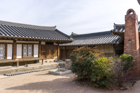 Rich choi family of Gyeongju traditional estate located in Gyodong village, Gyeongju, South Koreaの写真素材