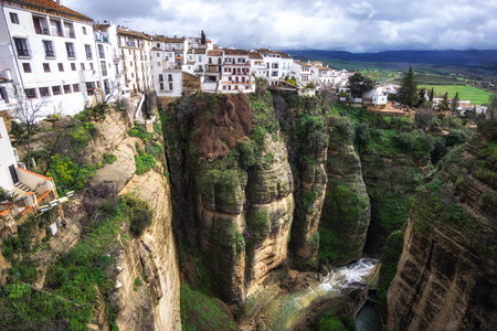ronda city perched on el tajo canyon. Ronda, Spainの写真素材