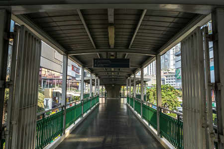 The view of Sukhumvit nearby the Asok BTS train station. Taken in Bangkok, Thailand. January 17th 2019.のeditorial素材