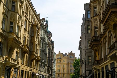 traditional colorful architecture of prague old town area taken during summer. Taken on August 26th 2019のeditorial素材
