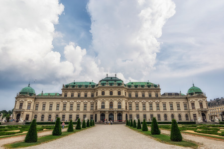 the view of upper belvedere palace with the belvedere garden in the foreground. Taken in Vienna, Austria.のeditorial素材