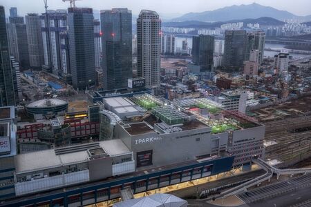 yongsan station i'park mall and the tall apartment buildings behind it. Taken on Seoul, South Korea...