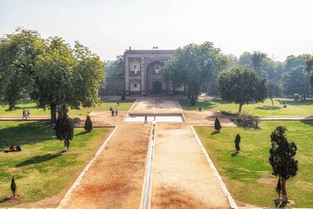 park surrounding humayuns garden tomb complex in new delhi, indiaのeditorial素材