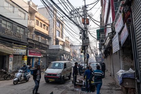 chandni chowk market taken during morning time crowded with locals. Old Delhi, India. January 13th 2020のeditorial素材
