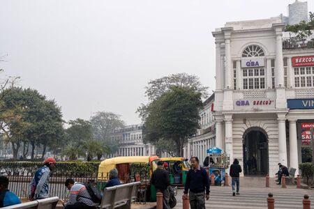connaught place shopping arcade taken during midday. A famous shopping area in New Delhi, India....