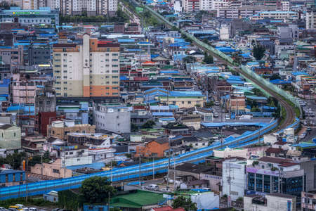 Suncheon city night view taken from Jukdobong Park in Suncheon, South Korea. Taken on July 14th 2020