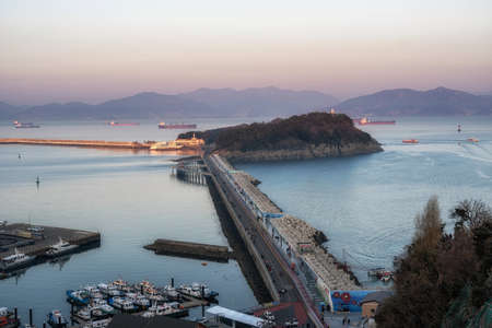 Sunset view over Odongdo island in Yeosu, South Koreaのeditorial素材