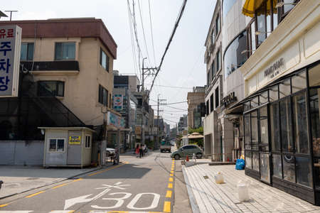 Apgujeong rodeo street famous for various high fashion shops taken during summer. Seoul, South...