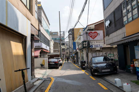 Apgujeong rodeo street famous for various high fashion shops taken during summer. Seoul, South...