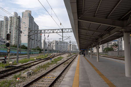 Seoul Sangbong train station taken during the day on August 28th 2021 in Seoul, South Koreaのeditorial素材