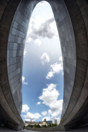 Dongdaemun design plaza taken with fisheye lens. A famous iconic landmark deisgned by Zaha Hadid. Located in Seoul, South Korea.のeditorial素材