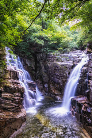 Ssang Pokpo (or pogpo) double waterfall taken in Mureung valley, Donghae, South Koreaの写真素材