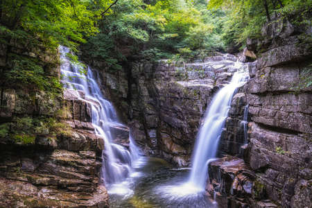 Ssang Pokpo (or pogpo) double waterfall taken in Mureung valley, Donghae, South Koreaの写真素材