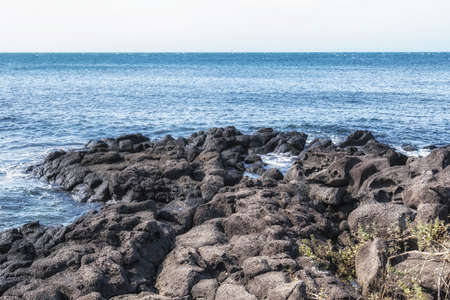 Ocean view from aewol coastal handam trail in Jeju Island, South Koreaの写真素材